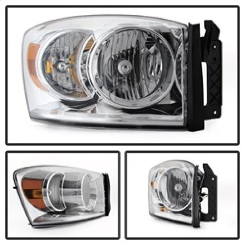 Xtune Dodge Ram 1500 06-08 / Ram 2500/3500 06-09 Amber Crystal Headlights Chrome HD-JH-DR06-AM-C SPYDER