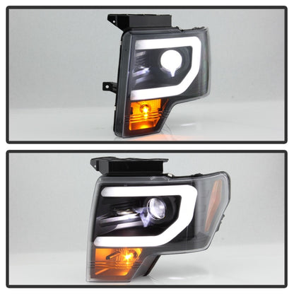 Spyder Ford F150 09-14 Halogen Light Bar Projector Headlights Black PRO-YD-FF15009PL-BK SPYDER