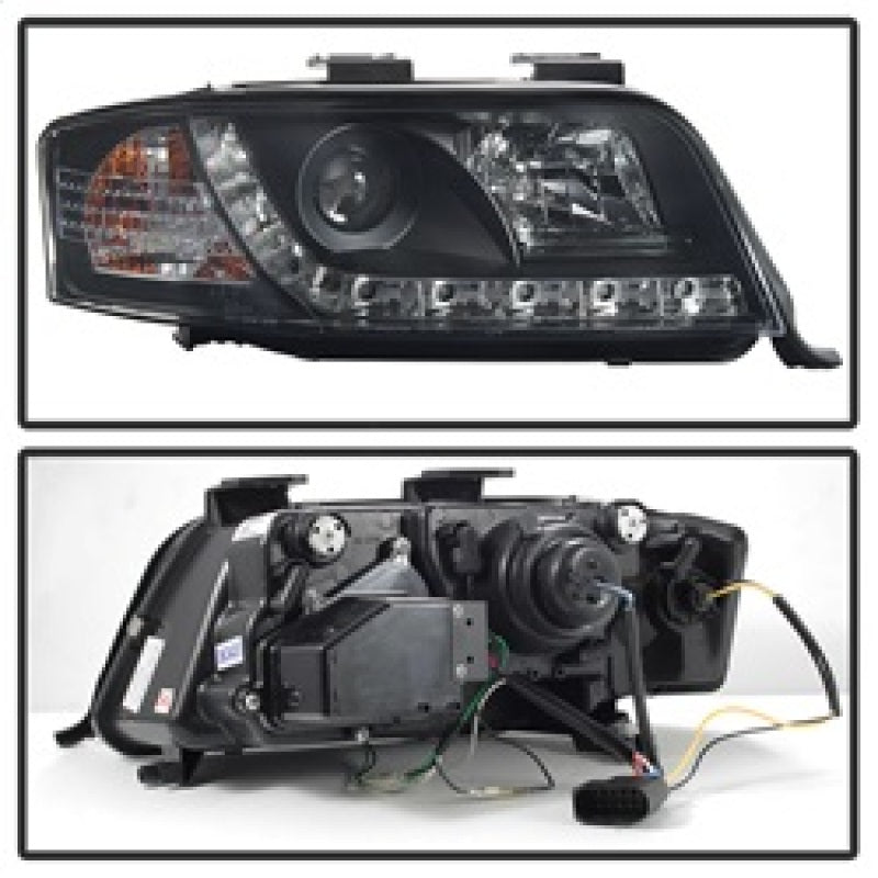 Spyder Audi A6 02-04 Projector Headlights Halogen Model Only - DRL Black PRO-YD-ADA601-DRL-BK SPYDER