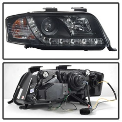 Spyder Audi A6 02-04 Projector Headlights Halogen Model Only - DRL Black PRO-YD-ADA601-DRL-BK SPYDER