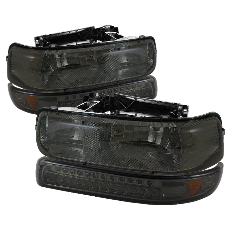 Xtune Chevy TahOE 00-06 Headlights w/ LED Bumper Lights Amber Smoke HD-JH-CSIL99-LED-SET-SM SPYDER