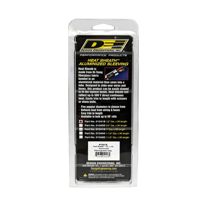 DEI Heat Sheath 1/2in I.D. x 3ft - Aluminized Sleeving- Sewn Edge DEI