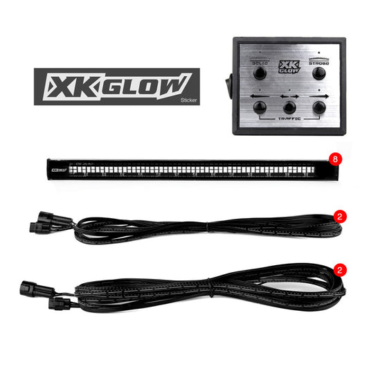 XKGlow 8pc 12in Tube Strobe Lights w/ Traffic Modes Ultra Bright LEDs Multiple Strobe modes + Solid On - Blue and Red - Part XK052002-8BR