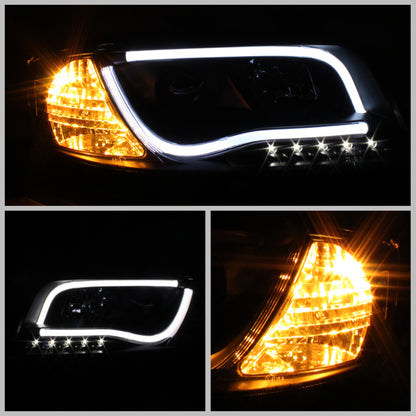 Spyder Audi A6 02-04 Projector Headlights Halogen ModelLight Tube DRL Blk PRO-YD-ADA601-LTDRL-BK SPYDER