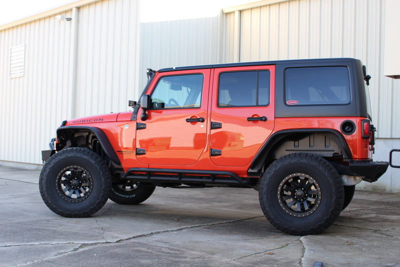 Fishbone Offroad 07-18 Jeep JK 4 Door Wrangler JK Steel Rock Sliders - Blk Textured Powdercoat Fishbone Offroad