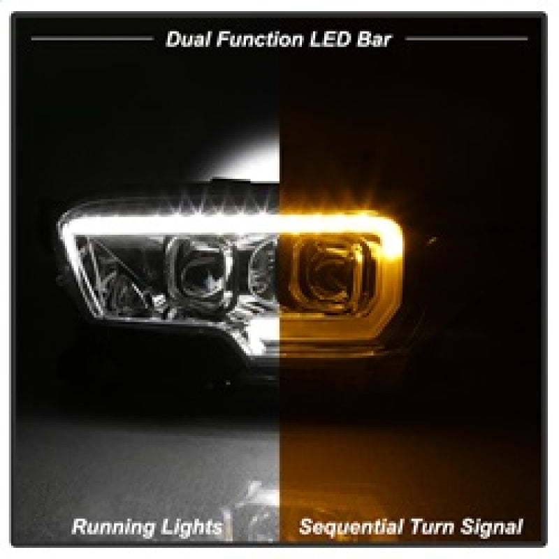 xTune Toyota Tacoma 16-18 DRL Light Bar Projector Headlights - Chrome PRO-JH-TTA16-LBDRL-C SPYDER