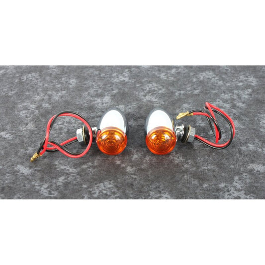 Bikers Choice 1 Inch Dia Chrome Smooth Bullet Marker Light Dual Fillament Amber Lens Pr Universal - 489616