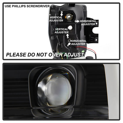 Spyder 08-10 Ford F-250 SD Projector Headlights V2-Switch Back Light Bar-Black PRO-YD-FS08V2-SBLB-BK SPYDER