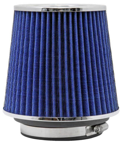K&N Universal Air Filter Chrome Round Tapered Blue - 4in Flange ID x 1.125in Flange Length x 5.5in H K&N Engineering