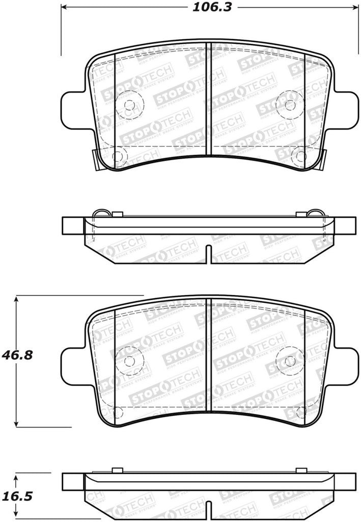 StopTech Premium Ceramic Rear Brake Pads - 308.14302