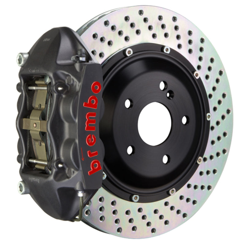 Brembo 08-14 WRX STI Rr GTS BBK 4 Pist Cast 345x28 2pc Rotor Drilled-Black HA Brembo