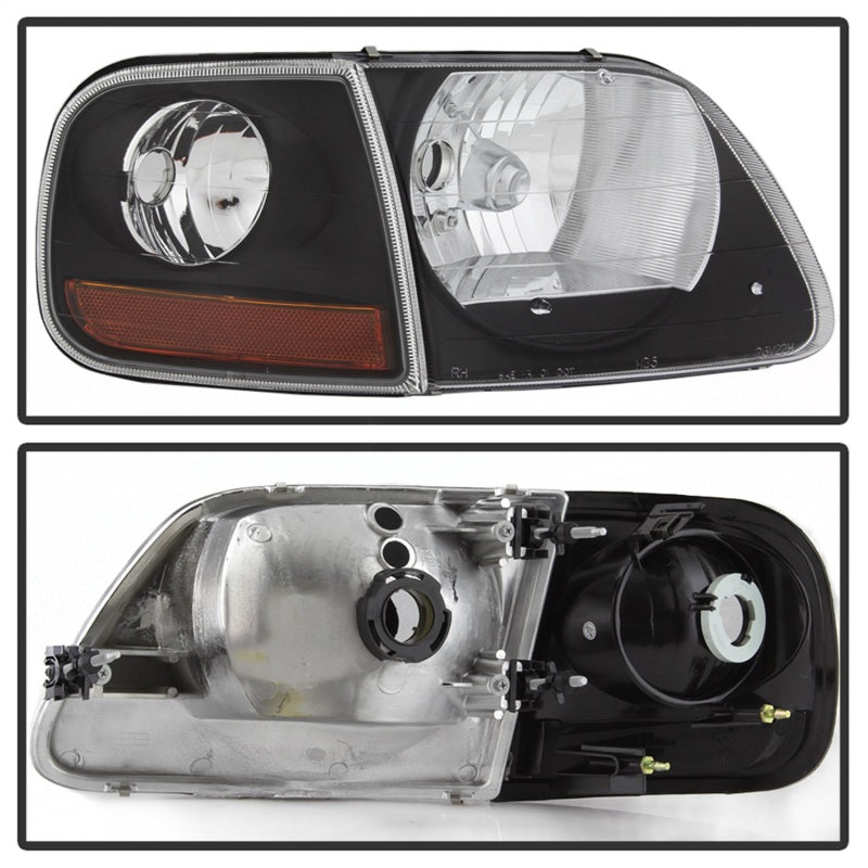 xTune 97-03 Ford F-150 4pc OEM Style Headlights w/Corner - Black (HD-JH-FF15097-L-SET-BK) SPYDER