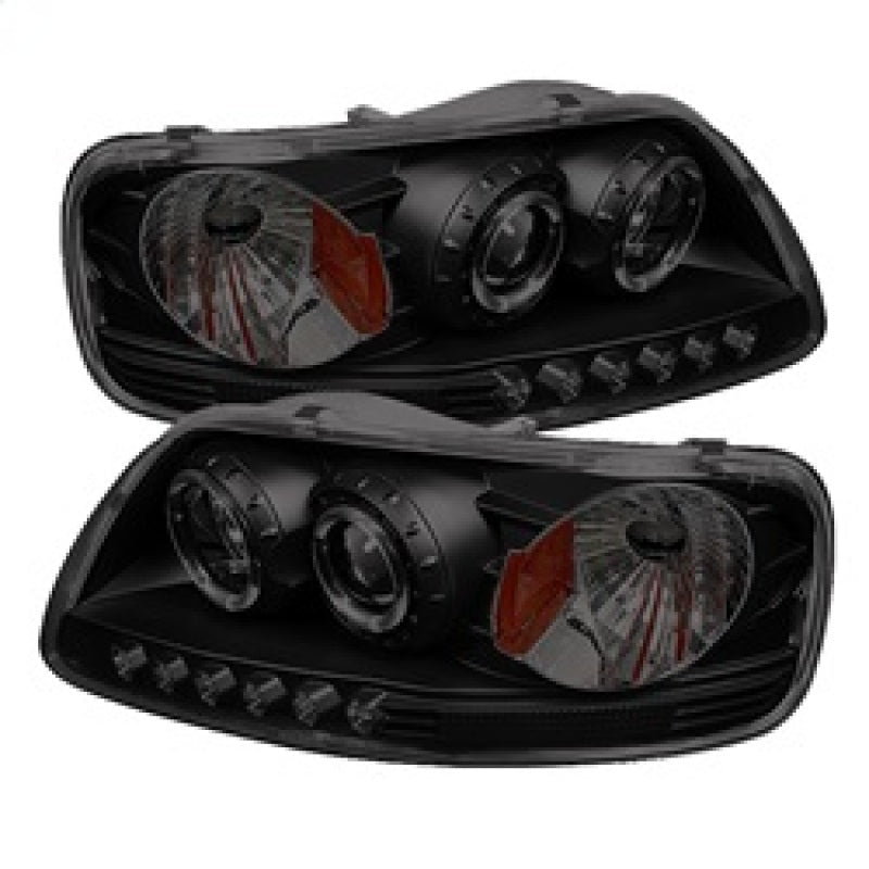 Spyder Ford F150 97-03 Projector - LED Halo Amber Reflctr LED Blk Smke PRO-YD-FF15097-1P-AM-BSM SPYDER