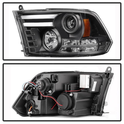 Spyder Dodge Ram 09-12 Projector Headlights Light Bar DRL Black PRO-YD-DR09-LBDRL-BK SPYDER