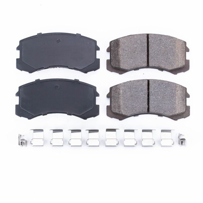 Power Stop 02-07 Mitsubishi Lancer Front Z17 Evolution Ceramic Brake Pads w/Hardware PowerStop