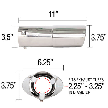 Spectre Exhaust Tip Bolt-On / Oval (Fits 2.25in to 3.25in Piping) Spectre