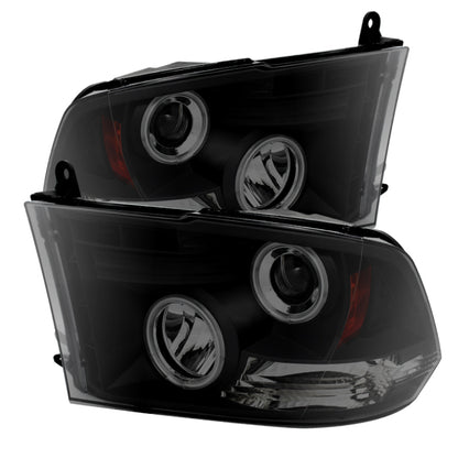 Spyder Dodge Ram 1500 09-14 Projector Halogen Model- CCFL Halo LED - Blk Smke PRO-YD-DR09-CCFL-BSM SPYDER