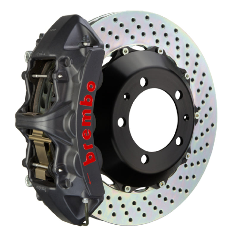 Brembo 05-09 F430 Challenge Rear GTS BBK 6 Piston Cast 380x32 2pc Rotor Drilled-Black HA Brembo