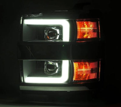 AlphaRex 880099 15-19 Chevy Silverado 2500/3500 LUXX-Series Proj. Headlights Chrome w/Actv SeqSig & DRL