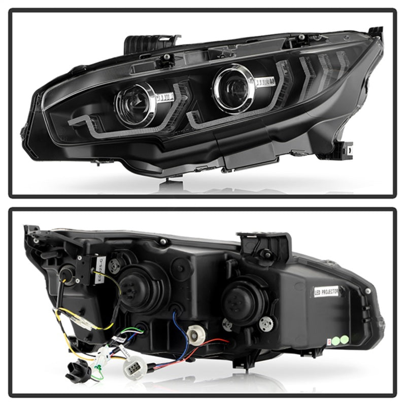 Honda Civic 16-20 LED Model High-Power LED Module Headlights - Black (PRO-YD-HC16LEDAP-SEQGR-BK)