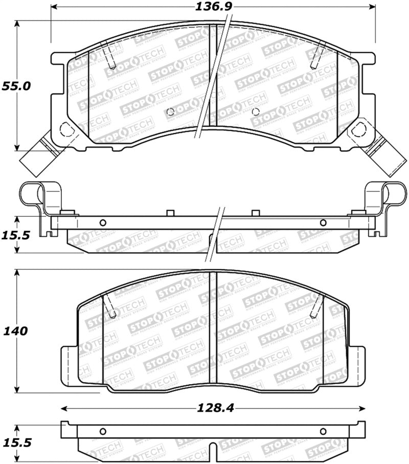 StopTech Premium Ceramic Rear Brake Pads - 308.05000 Stoptech