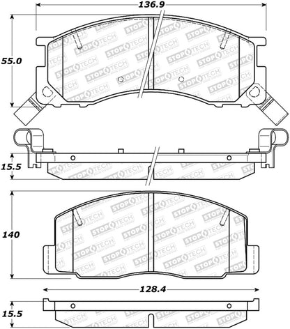 StopTech Premium Ceramic Rear Brake Pads - 308.05000 Stoptech