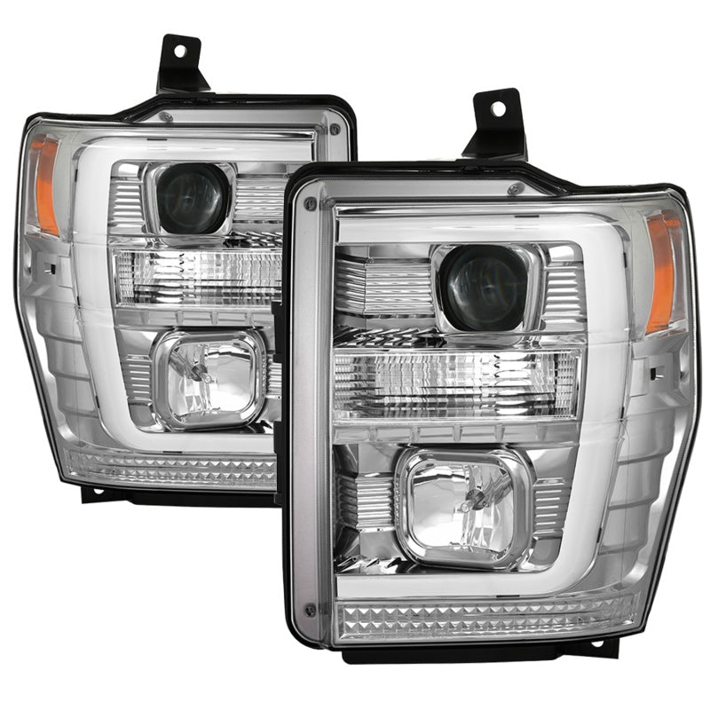 Spyder 08-10 Ford F-250 Ver 2 Proj Headlight - Switch Back Light Bar - Chrome - PRO-YD-FS08V2-SBLB-C SPYDER