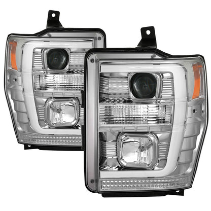 Spyder 08-10 Ford F-250 Ver 2 Proj Headlight - Switch Back Light Bar - Chrome - PRO-YD-FS08V2-SBLB-C SPYDER