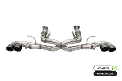 Corsa 2020 Corvette C8 3in Xtreme Cat-Back Exhaust 4.5in Blk Quad Tips - Integrates stock AFM Valve CORSA Performance