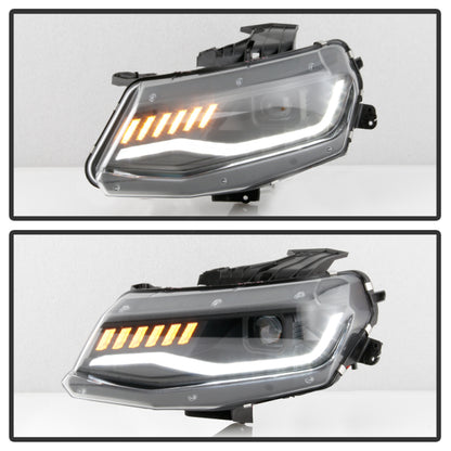 Spyder Chevy Camaro 16-18 Halogen Model Projector Headlights Black PRO-YD-CCAM16HALSI-SEQ-BK SPYDER