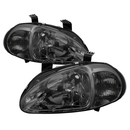 Xtune Honda Del Sol 93-97 1Pc Crystal Headlights Smoke HD-ON-HDEL93-1P-SM SPYDER
