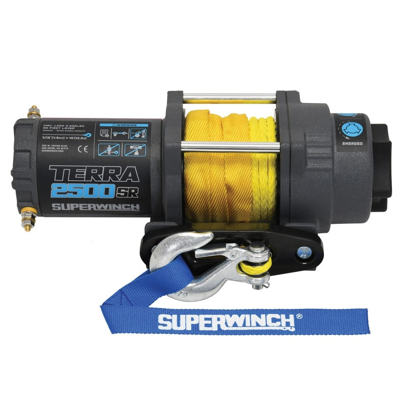 Superwinch 2500 LBS 12V DC 3/16in x 40ft Synthetic Rope Terra 2500SR Winch - Gray Wrinkle Superwinch