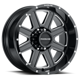 Raceline 940M Hostage 22x12in / 8x170 BP / -44mm Offset / 125.2mm Bore - Black & Milled Wheel