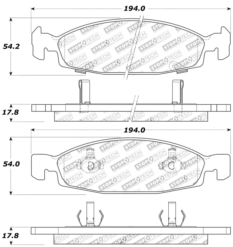 StopTech Sport Brake Pads w/Shims and Hardware - Front Stoptech