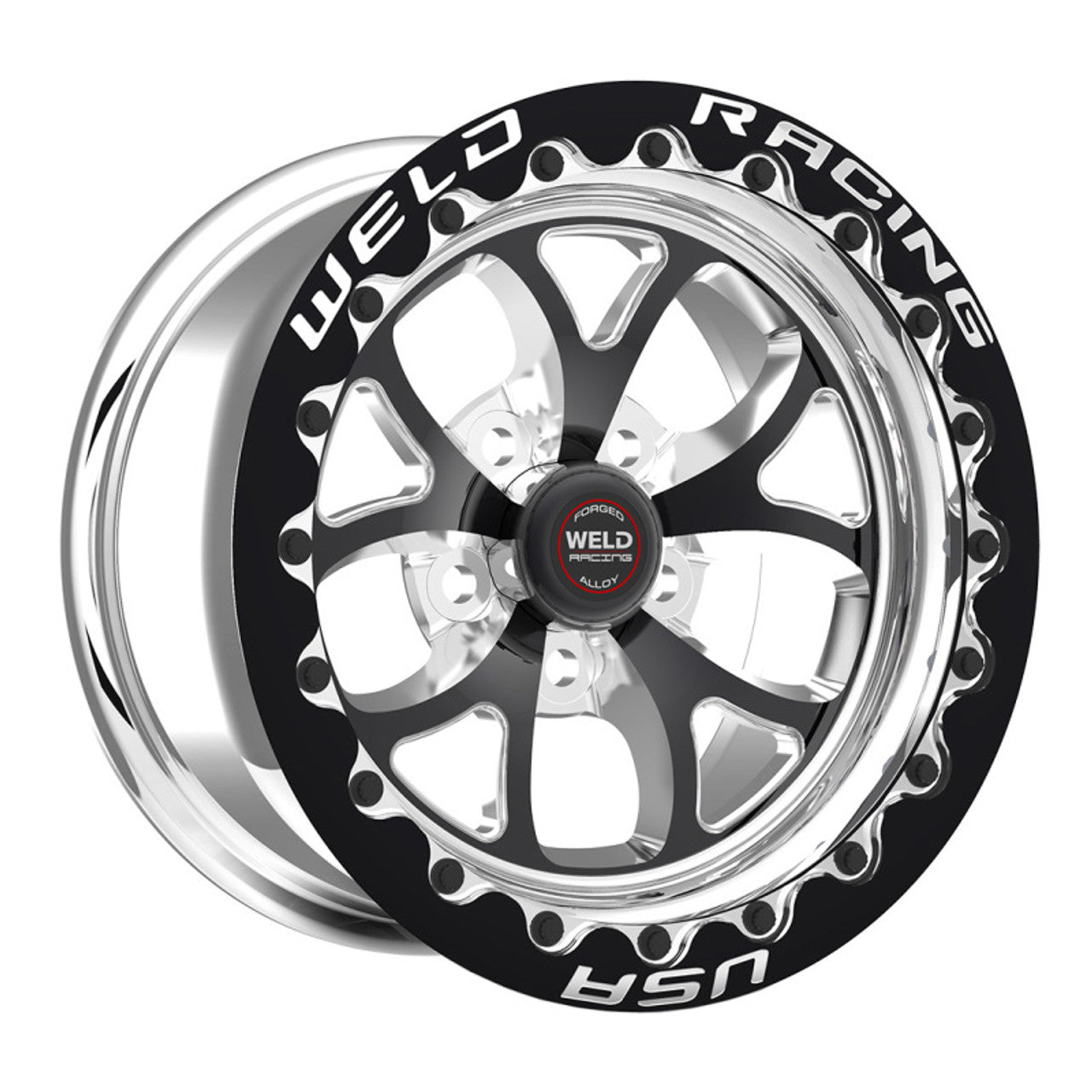 Weld S76 17x10 / 5x115mm BP / 6.7in. BS Black Wheel (High Pad) - Polished Single Beadlock MT