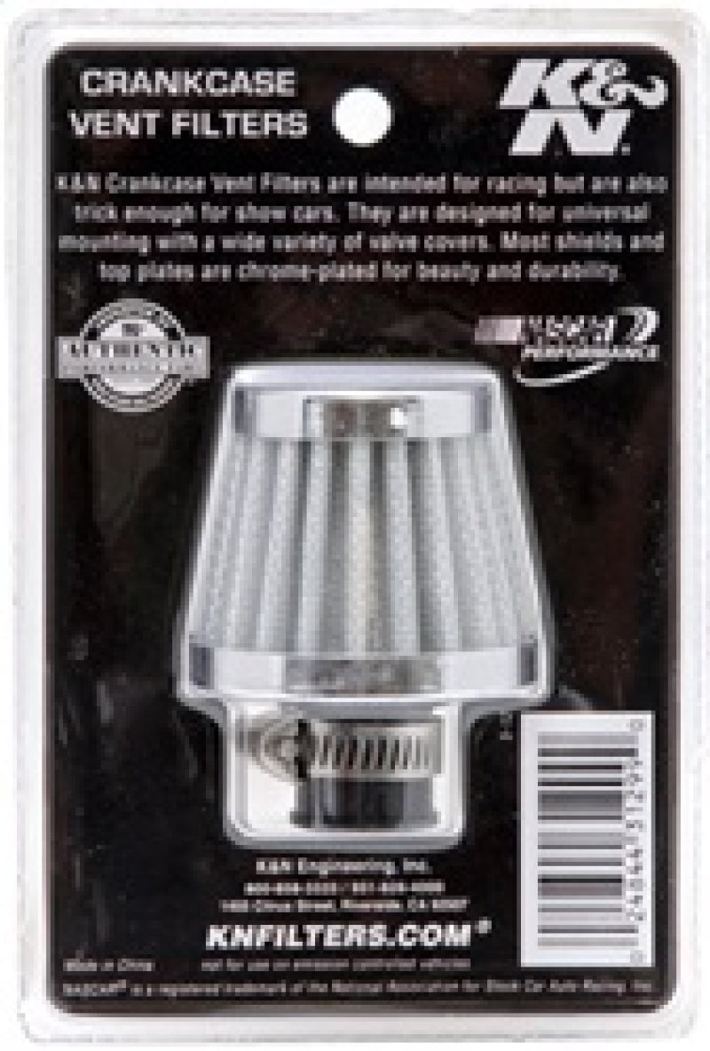 K&N 2in Base OD x .375in Flange ID x 1.75in H Rubber Base Crankcase Vent Filter - White K&N Engineering
