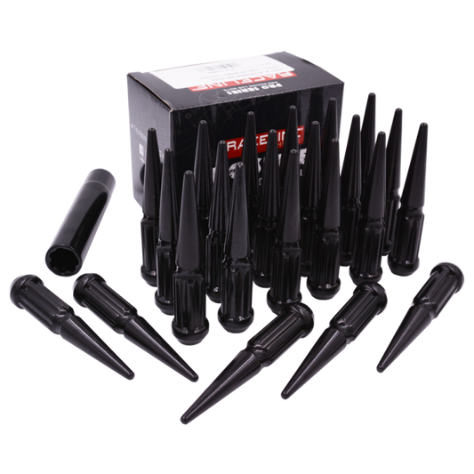 Raceline 9/16in XL Spike Black Lug Nuts (Set of 32)