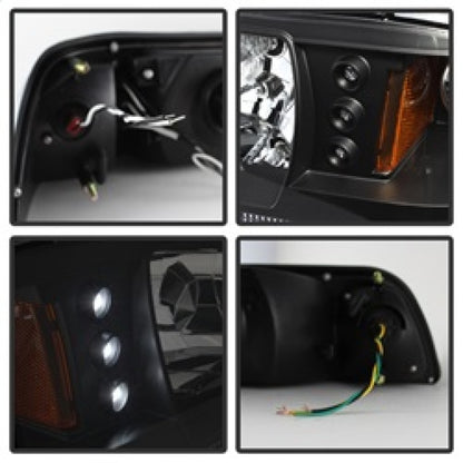 Spyder Ford Mustang 87-93 1PC LED (Replaceable LEDs)Crystal Headlights Black HD-YD-FM87-1PC-LED-BK SPYDER