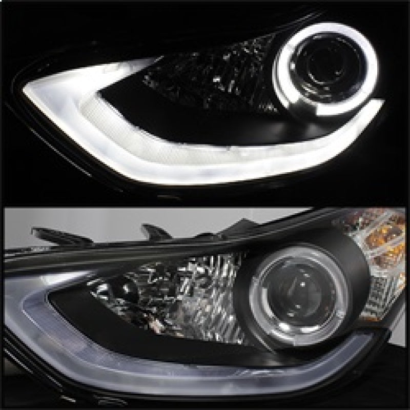 Spyder Hyundai Elantra 11-13 Projector Headlights LED Halo DRL Blk PRO-YD-HYELAN11-DRL-BK SPYDER