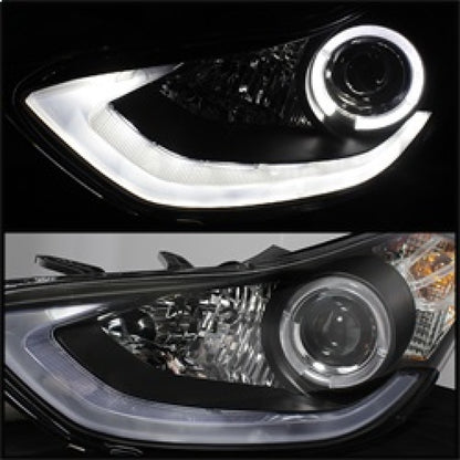 Spyder Hyundai Elantra 11-13 Projector Headlights LED Halo DRL Blk PRO-YD-HYELAN11-DRL-BK SPYDER