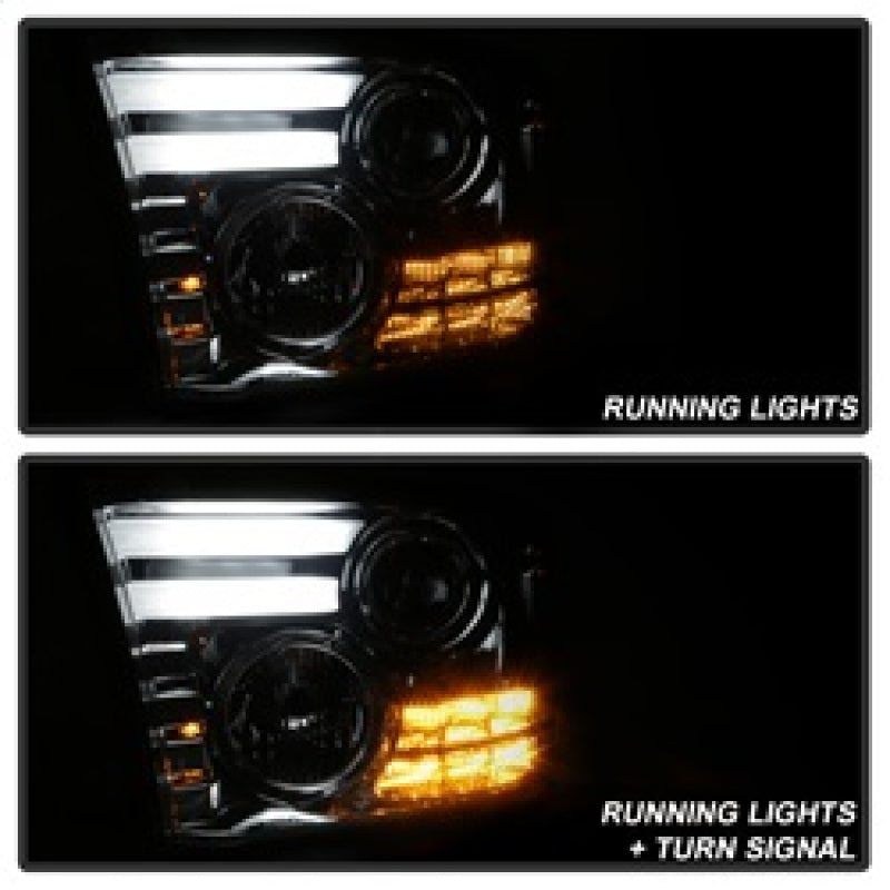 Spyder Dodge Ram 13-15 Projector Headlights Light Bar DRL Smoke PRO-YD-DR13-LBDRL-SM SPYDER