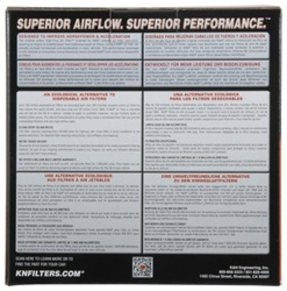 K&N washable, reusable High-Flow Air Filter. K&N Engineering