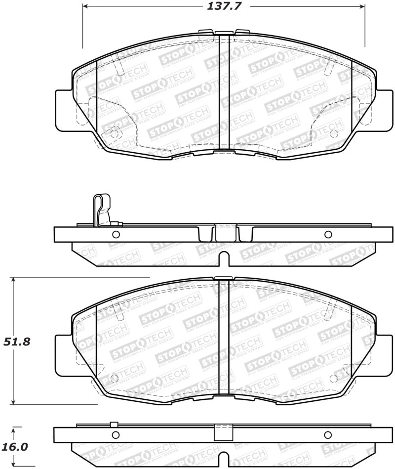 StopTech Premium Ceramic Front Brake Pads - 308.15780 Stoptech