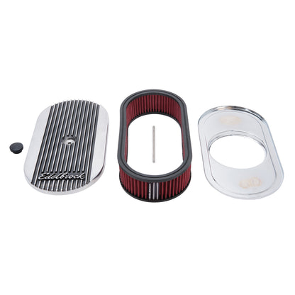 Edelbrock Elite 2 Series Polished Oval Air Cleaner For Single 4-BBL Carb - 2.5" Element - 4273 Edelbrock