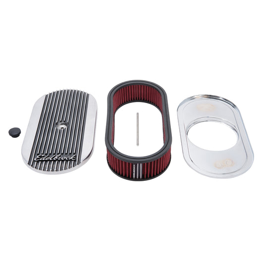 Edelbrock Elite 2 Series Polished Oval Air Cleaner For Single 4-BBL Carb - 2.5" Element - 4273 Edelbrock