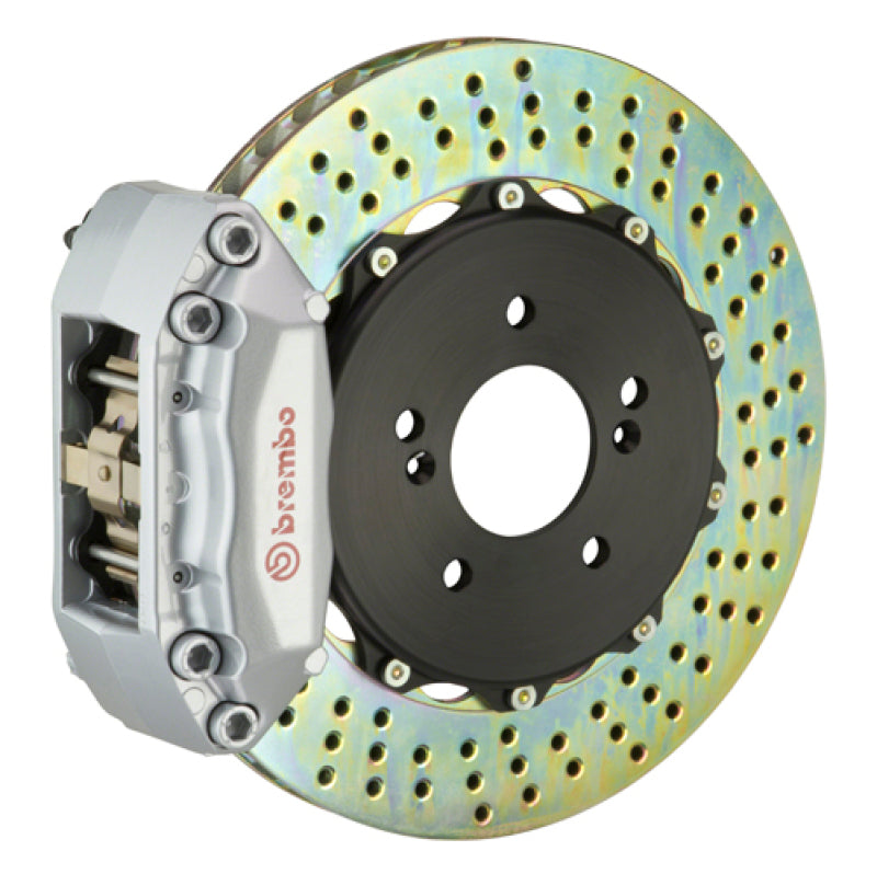 Brembo 10-14 E350 Sedan/12-14 CLS350 Rear GT BBK 4 Piston Cast 2pc 328x28 2pc Rotor Drilled-Silver Brembo