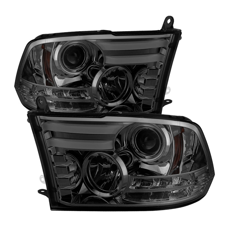 Spyder Dodge Ram 09-12 Projector Headlights Light Bar DRL Smoke PRO-YD-DR09-LBDRL-SM SPYDER