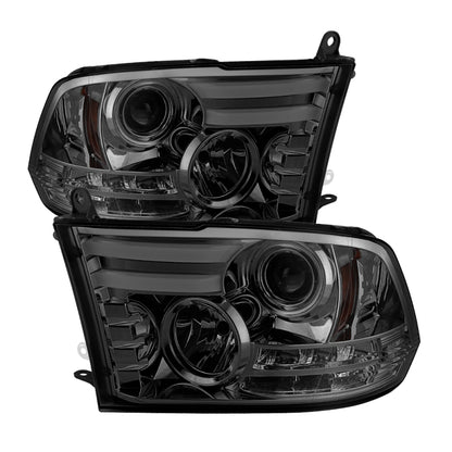 Spyder Dodge Ram 09-12 Projector Headlights Light Bar DRL Smoke PRO-YD-DR09-LBDRL-SM SPYDER