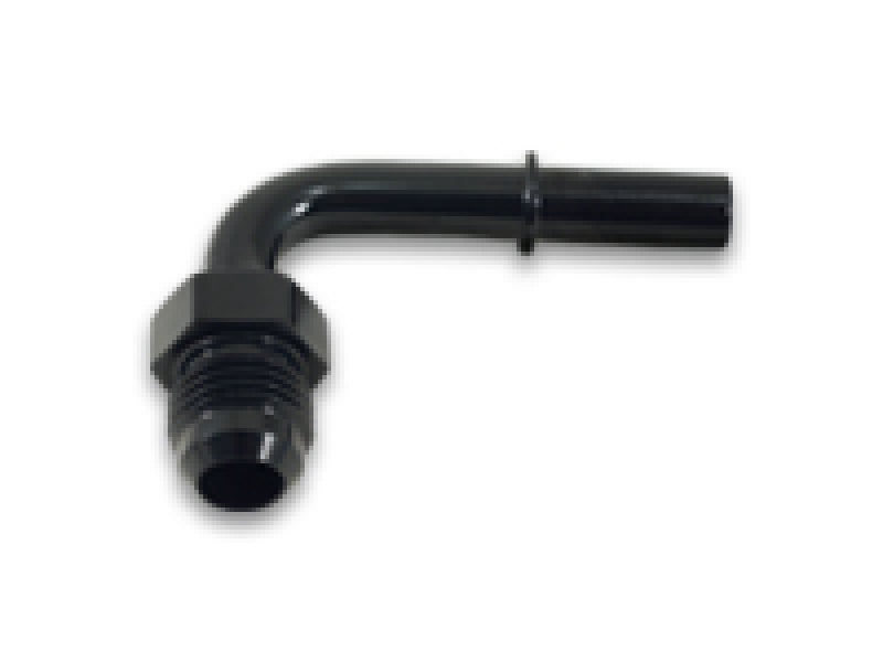 Vibrant 90 Degree Aluminum AN to Male Quick Connect Fitting -8AN - 0.375in Barb Size Vibrant