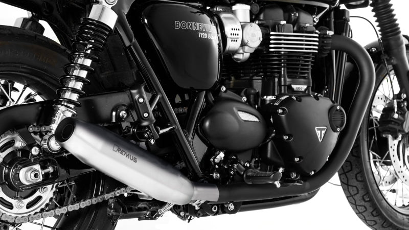 Remus 2016 Triumph Bonneville T120/T120 Black (Euro 4) Tapered Chrome Slip On - Right Side Remus